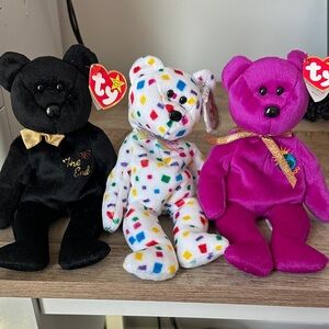 Millennium collection - Ty Stuffed Animals - Black, White, and Pink Bears